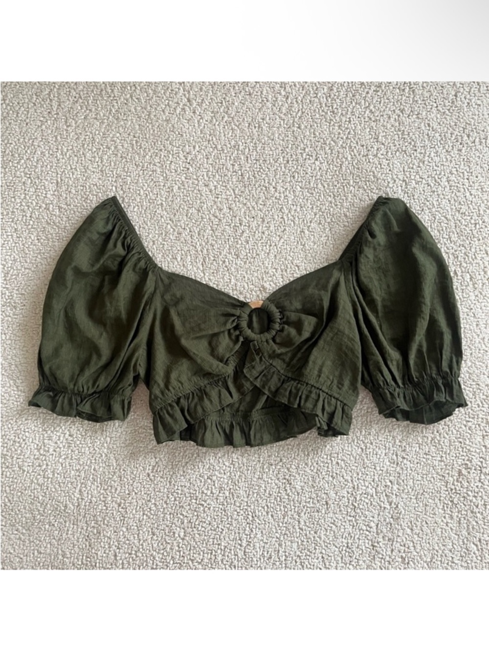 Cider Dark Green boemian vacation Ruffle Crop Top size XL (check measurements)